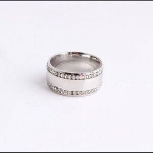 10mm Stainless Steel Double Row Rhinestone Band